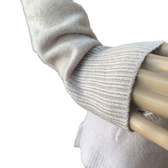 Sonoma Beige Long Sleeve Front Pocket Ribbed Hem Cottagecore Hooded Sweater Med - Picture 5 of 14